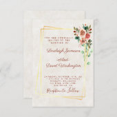 Hübsche Rose und Goldhochzeit Einladung (Vorne/Hinten)