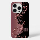 Hübsche Rose Verziertes Design | Monogramm Case-Mate iPhone Hülle (Rückseite)