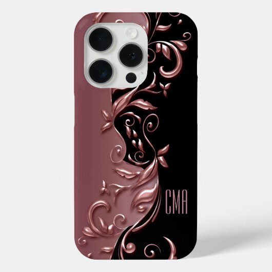 Hübsche Rose Verziertes Design | Monogramm Case-Mate iPhone Hülle (Rückseite)