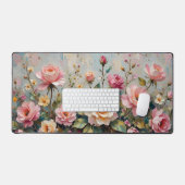 Hübsche Rose Vintag Rosa und Creme Garden Schreibtischunterlage (Tastatur & Maus)