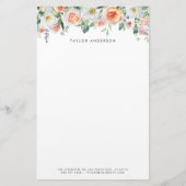 Hübsche Rose Watercolor Gartenanlage Briefpapier (Vorderseite)