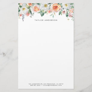 Hübsche Rose Watercolor Gartenanlage Briefpapier
