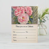 Hübsche Rosen auf der Vorderseite und auf der Rück Einladung (Stehend Vorderseite)