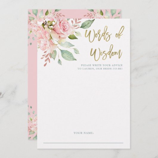 Hübsche Rosen | Brautparty Advisor Card Hinweiskarte (Vorne/Hinten)