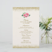 Hübsche Rosen und Glitzer-Hochzeitsmenü (Stehend Vorderseite)