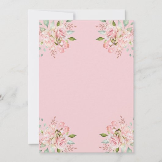 Hübsche Rosen und Gold-Script | Bridal Brunch Einladung (Rückseite)