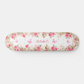 Hübsche Rosen und rosa Schmetterlinge Skateboard (Horizontal)