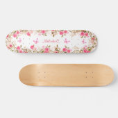Hübsche Rosen und rosa Schmetterlinge Skateboard (Horizontal)
