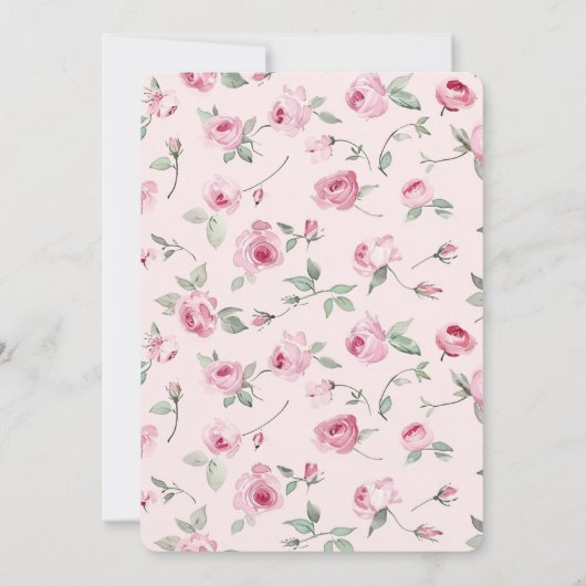 Hübsche Rosenblütendusche Einladung (Rückseite)