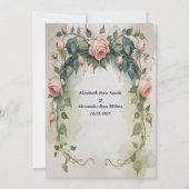 Hübsche Rosenblütenhochzeit Einladung (Rückseite)
