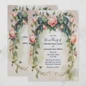 Hübsche Rosenblütenhochzeit Einladung (Vorne/Hinten)