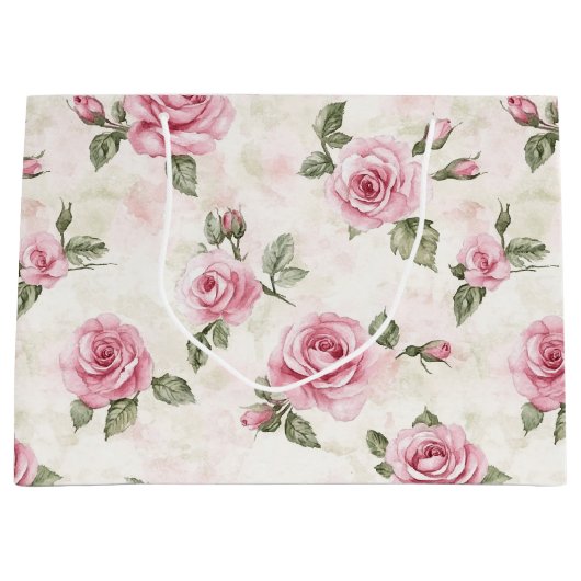 Hübsche Rosenblütenhochzeit Große Geschenktüte (Vorderseite)