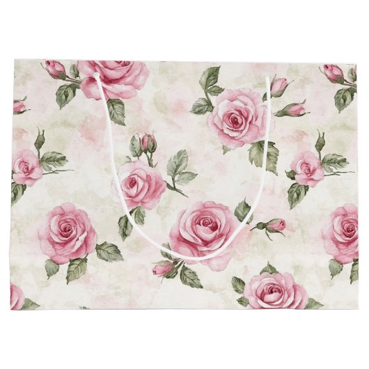 Hübsche Rosenblütenhochzeit Große Geschenktüte (Rückseite)