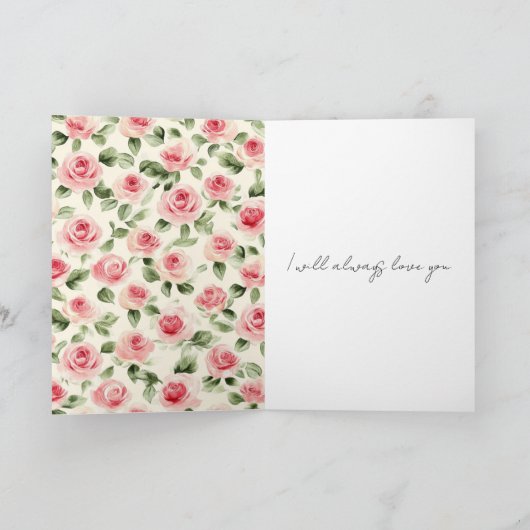 Hübsche Rosenblütenhochzeit Liebe Karte (Innenseite)