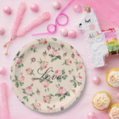 Hübsche Rosenblütenhochzeit Pappteller (Party)