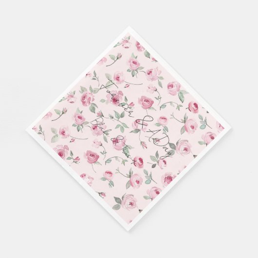 Hübsche Rosenblütenhochzeit Serviette (Ecke)