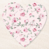 Hübsche Rosenblütenhochzeit Untersetzer (Vorderseite)