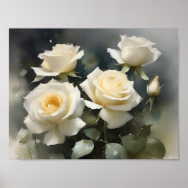 Hübsche Rosengarten Aquarellmalerei Poster