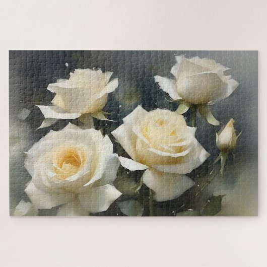 Hübsche Rosengarten Aquarellmalerei Puzzle (Horizontal)