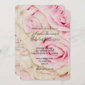 Hübsche Rosenhochzeiten in Rosa Einladung (Vorne/Hinten)