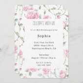 Hübsche Rosenrosen Blumen Geburtstag Einladung (Vorne/Hinten)