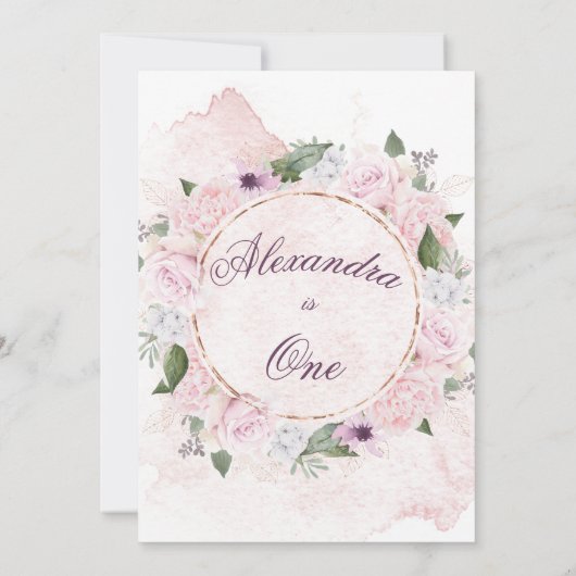 Hübsche Rosenrosen zum ersten Geburtstag Einladung (Rückseite)