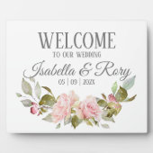 Hübsche Roses Bouquet Tabletop Hochzeit Fotoplatte (Vorderseite)