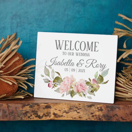Hübsche Roses Bouquet Tabletop Hochzeit Fotoplatte (Seite)