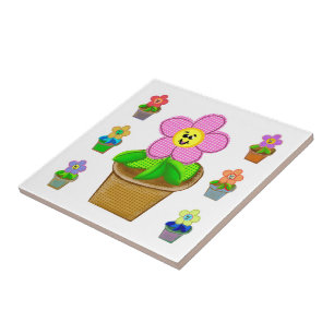 Hübsche Rosy Posy getopfte Blumen Keramikfliese