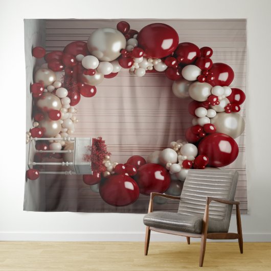 Hübsche Rot- und Grauballon-Arch-Hängung Wandteppich (Beispiel (Horizontal))