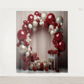 Hübsche Rot- und Grauballon-Arch-Hängung Wandteppich (Vorderseite)