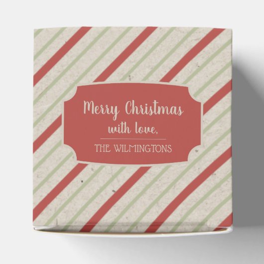 Hübsche Rot- und Grünstreifen mit rotem Abzeichen Geschenkschachtel (Oben)