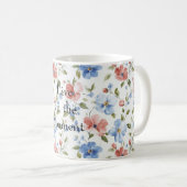 Hübsche rote blaue Blumen Kaffeetasse (VorderseiteRechts)