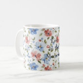 Hübsche rote blaue Blumen Kaffeetasse (Vorderseite Links)