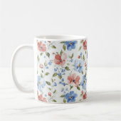 Hübsche rote blaue Blumen Kaffeetasse (Links)