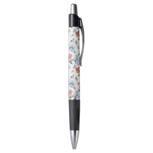 Hübsche rote blaue Blumen Kugelschreiber (Unterseite (Vertikal))