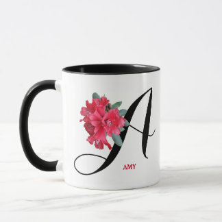 Hübsche rote Blume Amy-Name Tasse