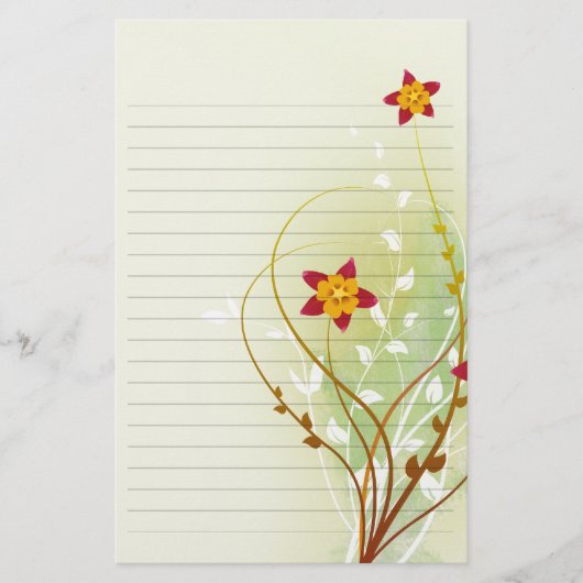 hübsche rote Blume auf weichem grünem Papier (Vorderseite)