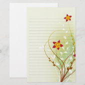 hübsche rote Blume auf weichem grünem Papier (Vorne/Hinten)