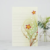hübsche rote Blume auf weichem grünem Papier (Stehend Vorderseite)