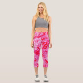 Hübsche Rote Blume Capri Leggings (Vorderseite)