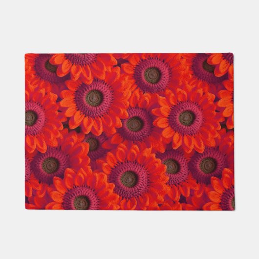 Hübsche rote Blume Fußmatte (Vorderseite)