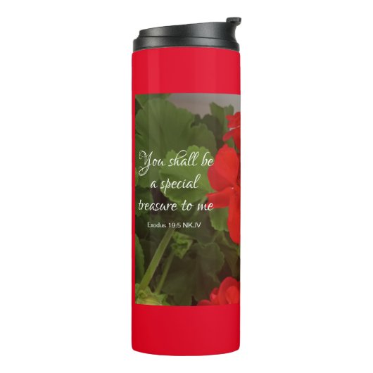 Hübsche Rote Blume Special Thermosbecher (Nach links gedreht)