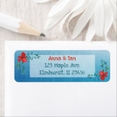 Hübsche Rote Blume und Blaue Rücksendeadressen-Auf (Insitu)