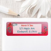 Hübsche Rote Blume und Blaue Rücksendeadressen-Auf (Insitu)