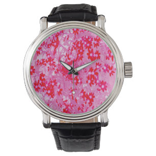 Hübsche rote Blumen Armbanduhr