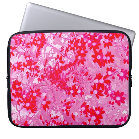 Hübsche rote Blumen Laptopschutzhülle (Vorderseite)
