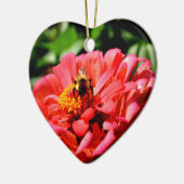 Hübsche Rote Blüte und Honigbiene Keramikornament (Links)