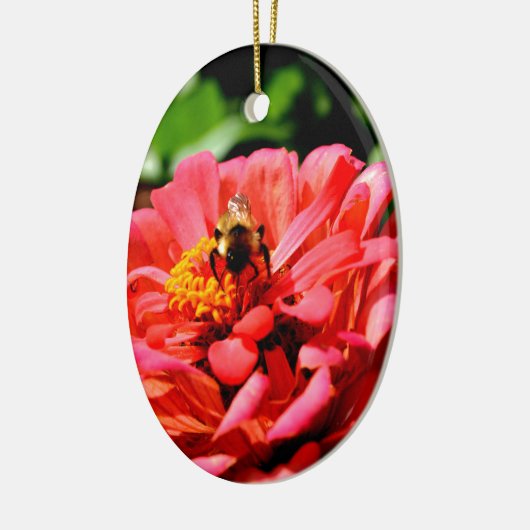 Hübsche Rote Blüte und Honigbiene Keramikornament (Links)