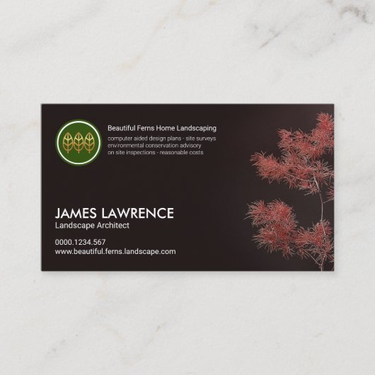 Hübsche rote Bonsais-Baum-Landschaftsgestaltung Visitenkarte (Vorderseite)